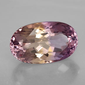 Ametrino bicolor natural de 13,60 ct, corte óvalo, VVS