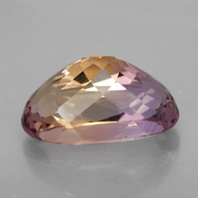 Ametrino bicolor natural de 13,60 ct, corte óvalo, VVS