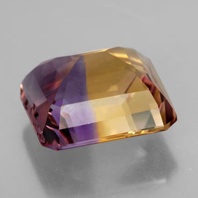 ametrino Bicolor natural de 12.16 ct, corte esmeralda, VVS