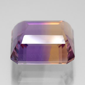 Ametrino bicolor natural de 11,07 ct, corte esmeralda, VS