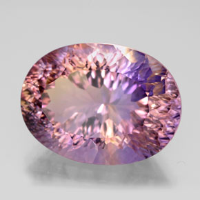 Ametrino bicolor natural de 10,85 ct, corte óvalo, VVS