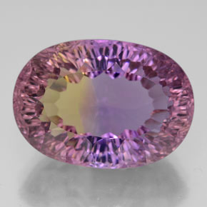Ametrino bicolor natural de 13,50 ct, corte óvalo, VVS