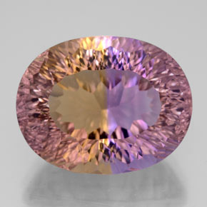 Ametrino bicolor natural de 13,60 ct, corte óvalo, IF