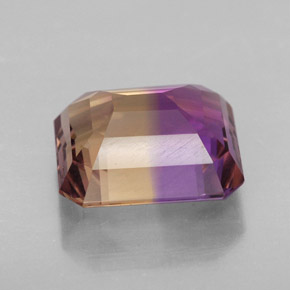 Ametrino bicolor natural de 6,19 ct, corte esmeralda, VVS