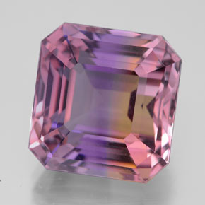 Ametrino bicolor natural de 12,03 ct, corte esmeralda, VVS