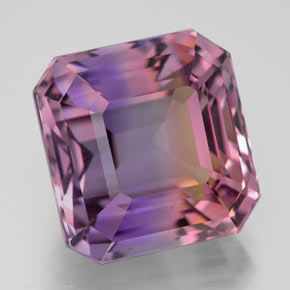 Ametrino bicolor natural de 12,03 ct, corte esmeralda, VVS