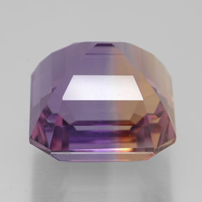 Ametrino bicolor natural de 12,03 ct, corte esmeralda, VVS