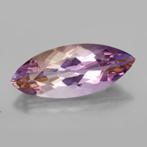 Ametrino bicolor natural de 13,51 ct, marquesa, IF