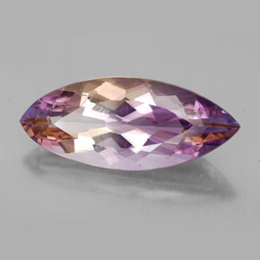 Ametrino bicolor natural de 13,51 ct, marquesa, IF