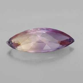 Ametrino bicolor natural de 13,51 ct, marquesa, IF