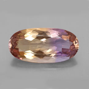 Ametrino bicolor natural de 18,48 ct, corte óvalo, VVS