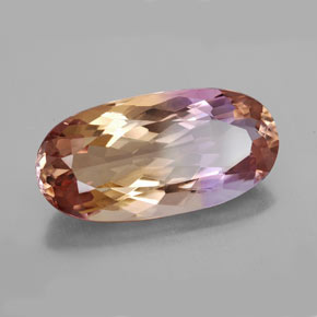 Ametrino bicolor natural de 18,48 ct, corte óvalo, VVS