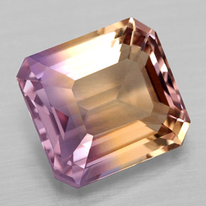 Ametrino bicolor natural de 4,39 ct, corte esmeralda, VVS