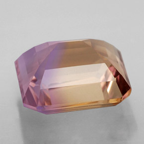 Ametrino bicolor natural de 4,39 ct, corte esmeralda, VVS