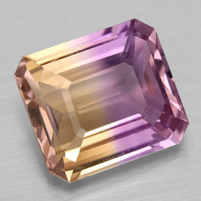 Ametrino bicolor natural de 4,28 ct, corte esmeralda, VVS