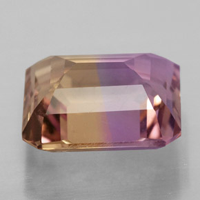 Ametrino bicolor natural de 4,28 ct, corte esmeralda, VVS