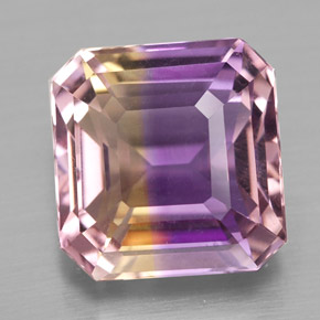 Ametrino bicolor natural de 4,82 ct, corte esmeralda, VVS