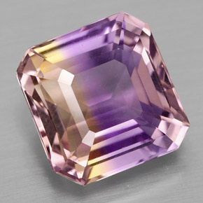 Ametrino bicolor natural de 4,82 ct, corte esmeralda, VVS