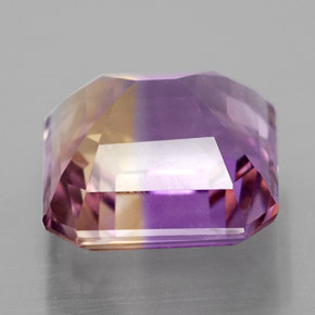 Ametrino bicolor natural de 4,82 ct, corte esmeralda, VVS