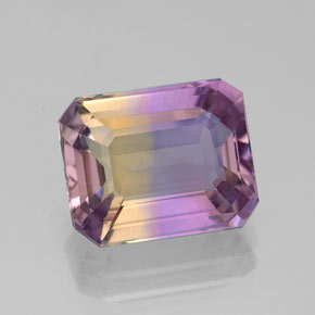 ametrino Bicolor natural de 4.35 ct, corte esmeralda, VVS-VS