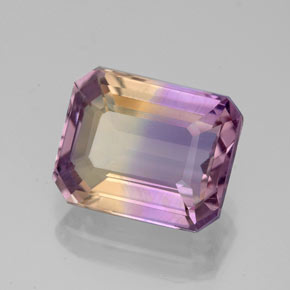 ametrino Bicolor natural de 4.35 ct, corte esmeralda, VVS-VS