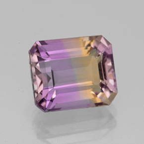 Ametrino bicolor natural de 4,38 ct, corte esmeralda, VVS