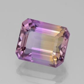 Ametrino bicolor natural de 4,38 ct, corte esmeralda, VVS