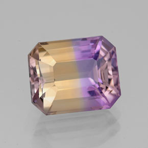 ametrino Bicolor natural de 4.47 ct, corte esmeralda, VVS