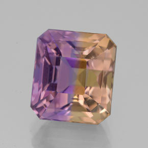 ametrino Bicolor natural de 5.80 ct, corte esmeralda, VVS