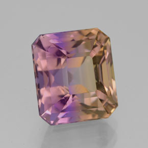 ametrino Bicolor natural de 5.80 ct, corte esmeralda, VVS