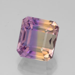Ametrino bicolor natural de 4,69 ct, corte esmeralda, VVS