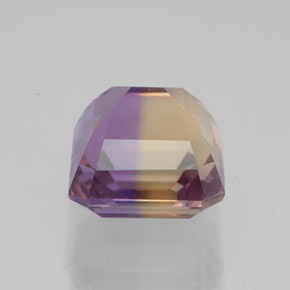Ametrino bicolor natural de 4,69 ct, corte esmeralda, VVS