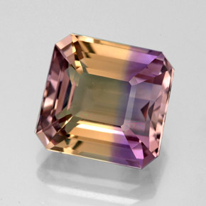 ametrino Bicolor natural de 4.67 ct, corte esmeralda, VVS