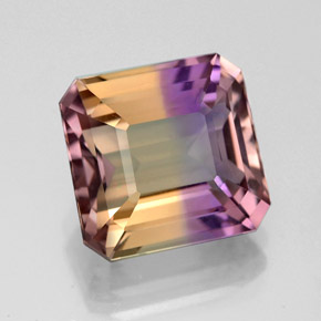 ametrino Bicolor natural de 4.67 ct, corte esmeralda, VVS