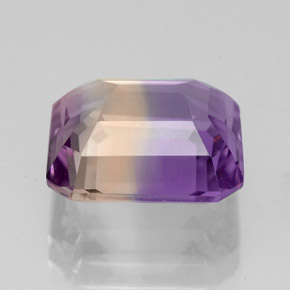 Ametrino bicolor natural de 5,42 ct, corte esmeralda, VVS