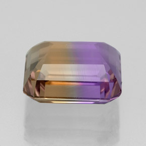 Ametrino bicolor natural de 5,22 ct, corte esmeralda, VVS