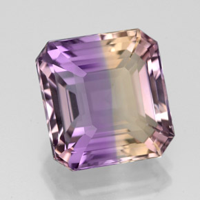 ametrino Bicolor natural de 5.58 ct, corte esmeralda, VVS