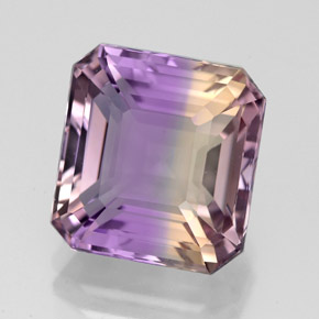 ametrino Bicolor natural de 5.58 ct, corte esmeralda, VVS