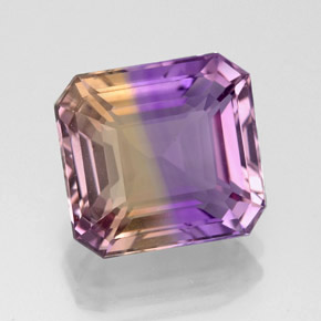 Ametrino bicolor natural de 4,79 ct, corte esmeralda, VVS