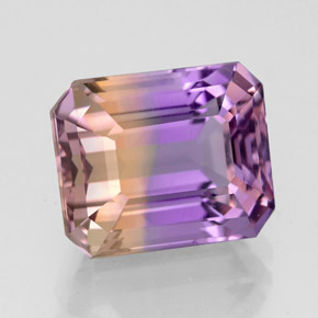 ametrino Bicolor natural de 5.81 ct, corte esmeralda, VVS