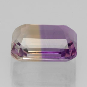 ametrino Bicolor natural de 4.11 ct, corte esmeralda, VVS