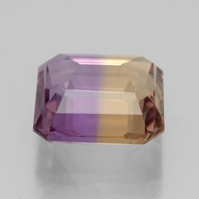 ametrino Bicolor natural de 3.39 ct, corte esmeralda, VVS