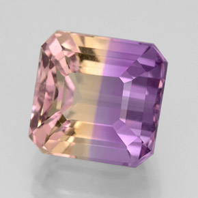Ametrino bicolor natural de 4,23 ct, corte esmeralda, VVS