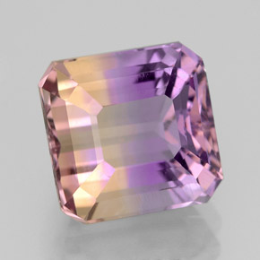 Ametrino bicolor natural de 4,23 ct, corte esmeralda, VVS