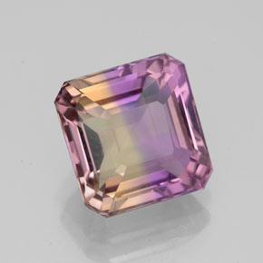 Ametrino bicolor natural de 2,90 ct, corte esmeralda, VVS