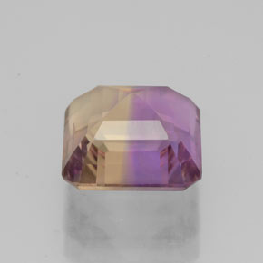 Ametrino bicolor natural de 2,90 ct, corte esmeralda, VVS