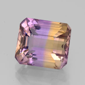 ametrino Bicolor natural de 3.97 ct, corte esmeralda, VVS