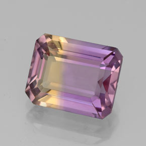 ametrino Bicolor natural de 3.03 ct, corte esmeralda, VVS