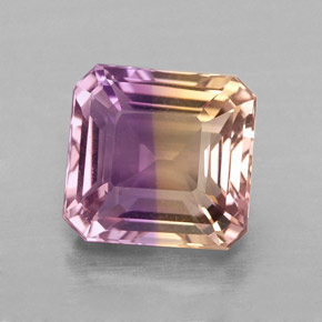 Ametrino bicolor natural de 2,68 ct, corte esmeralda, VVS