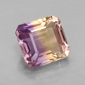 Ametrino bicolor natural de 2,68 ct, corte esmeralda, VVS